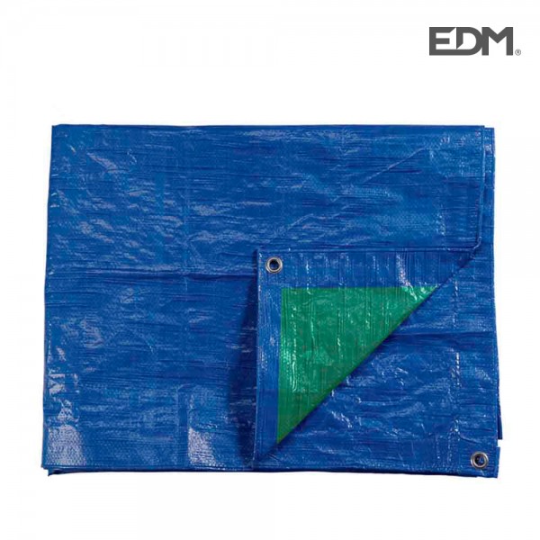 Toldo polietileno de doble cara color azul/verde, densidad 90 g / m², 5 x 8 m