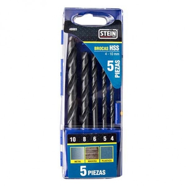 Broca acero hss   4 a 10 mm. 5 pc.