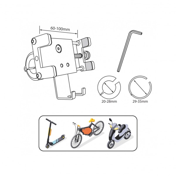 Soporte de Móvil para Bicicleta Patinete Eléctrico y Scooter