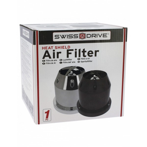 Filtro de Aire Universal para Coche Incluye 4 Adaptadores 60mm 65mm 70mm 77mm Color Cromado