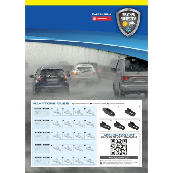 Escobilla Limpiaparabrisas Modelo Aquan66 Ultra Flex Series 23" 58 cm 1 Unidad con 8 Adaptadores