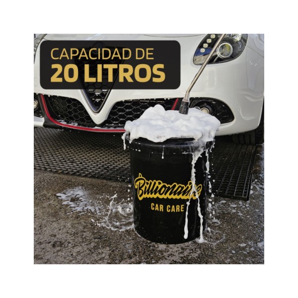 Cubo de Lavado de Coche 20 litros Billionaire Bucket Black Ideal para Limpieza de Vehículo Exterior a Mano Color Negro