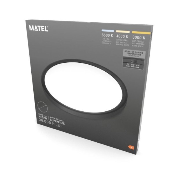 Panel led red.superf.negr.230mm.18w.3cct