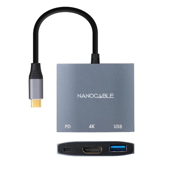 Nanocable conversor usb-c a hdmi/usb3.0/pd 15 cm