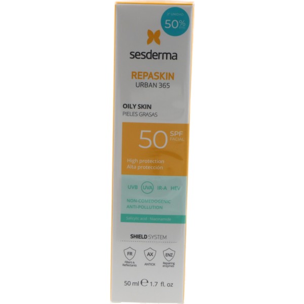 Sesderma Repaskin Urban 365 Fotoprotector Facial Oily Skin Spf50+ 50ml