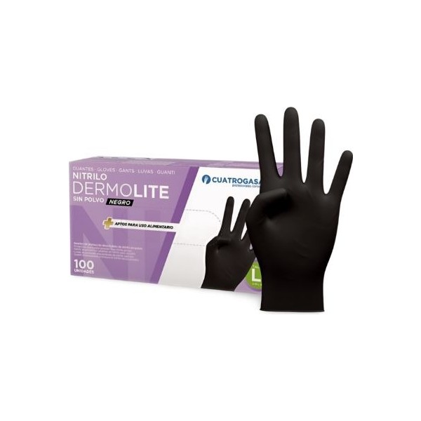 Cuatrogasa guantes de nitrilo negro talla L